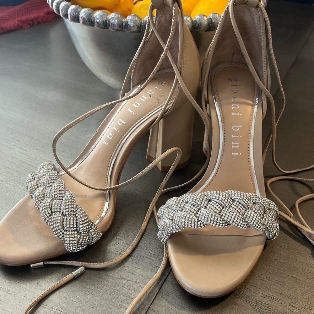 Gianni Bini Beige and Rhinestone Women's Heels